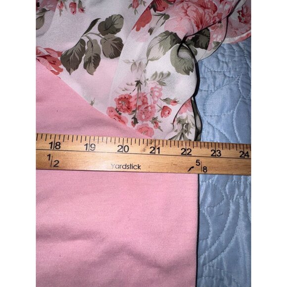 Shein Curve Pink V-Neck Top With Floral Sheer Bell Sleeves 2XL - Picture 6 of 7